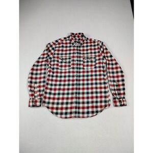 Merona Flannel Shirt Men's‎ Red White Medium Plaid Cabincore Lumberjack Outdoors